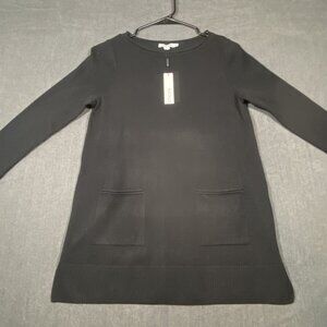Chicos Black Sweater Dress With Pockets Button Rayon/Nylon Womens Size 0 U.S. S